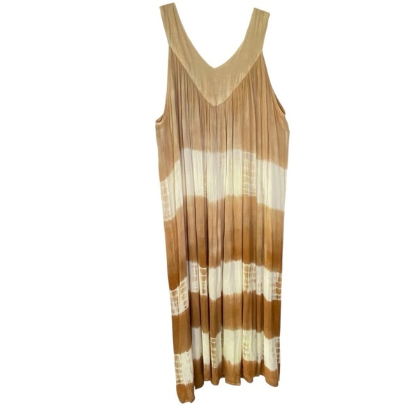 JESSICA TAYLOR Women's plus size 2X Tan Cream lightweight gauzy Midi flowy Dress - Picture 4 of 5